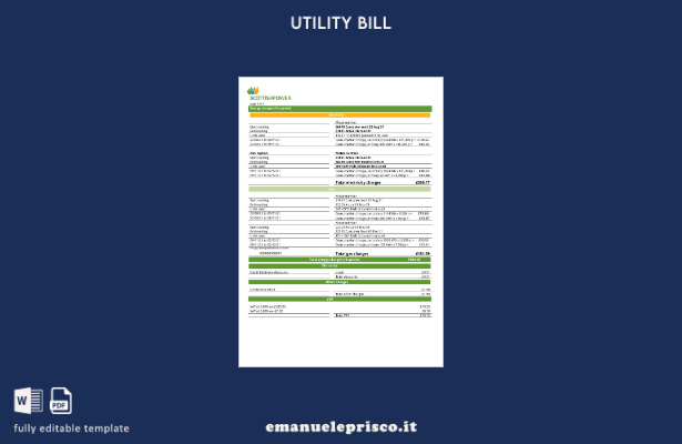 Modello di bolletta delle utenze (pagine) USA ScottishPower in stile verificat 1